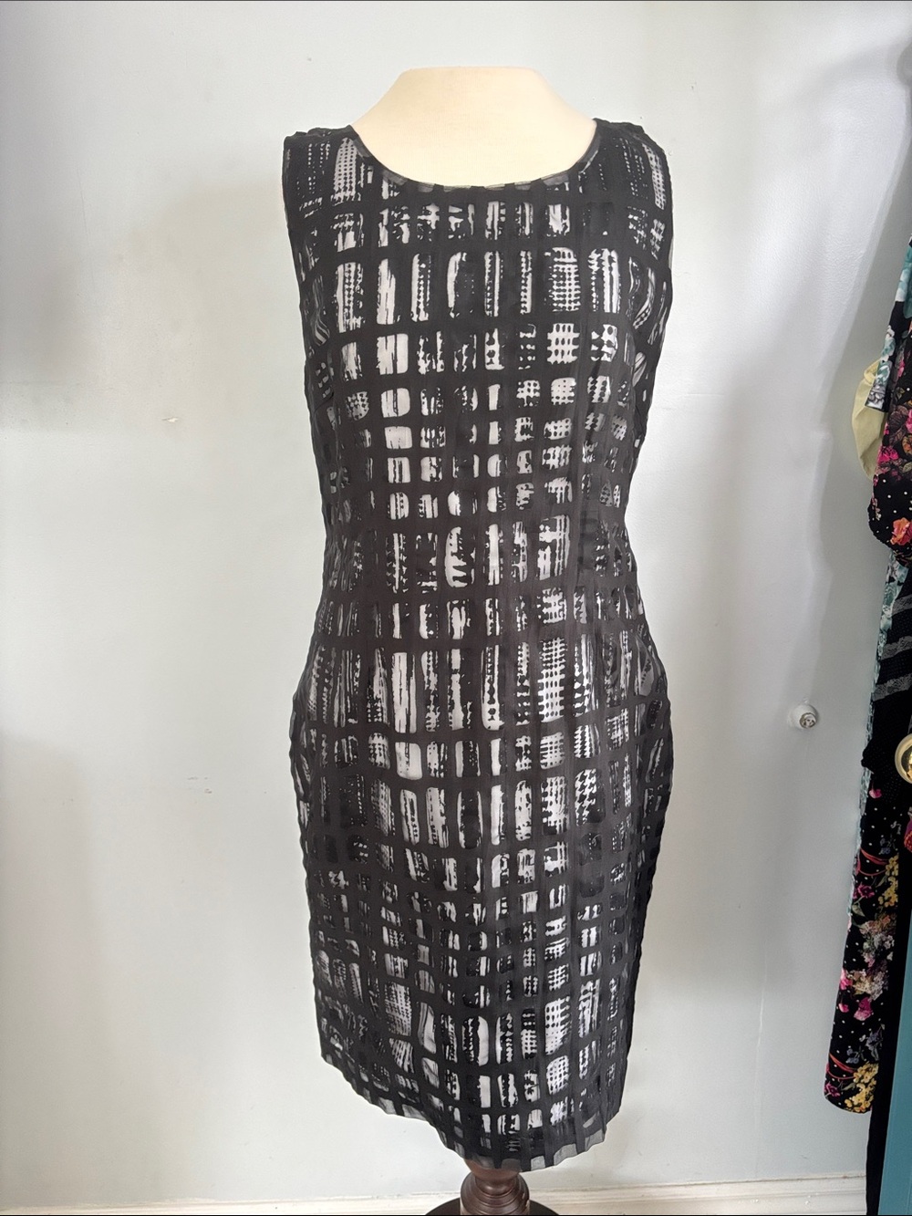 SPANNER inspired Black and White Grid Midi Dress